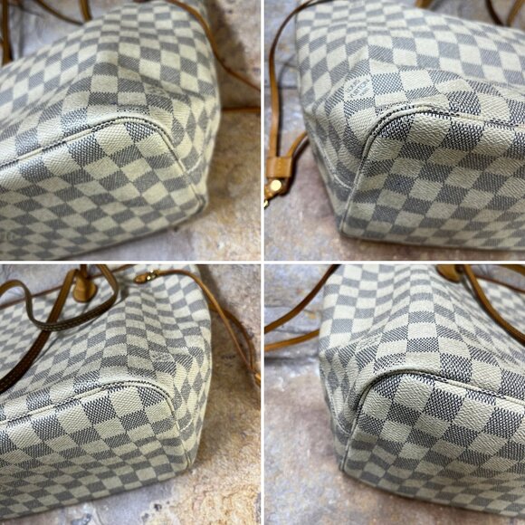 Louis Vuitton Neverfull MM Shoulder Bag Damier Azur Tote Bag w/ Dust Bag - Picture 5 of 13